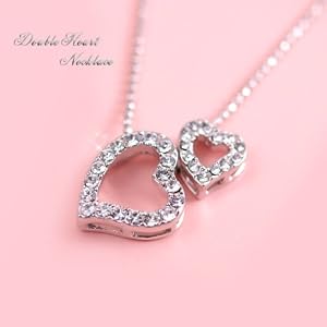 【クリックで詳細表示】女子の鉄板 ダブル オープン ハート 上品 cute ネックレス SL-1044
