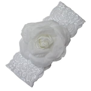 【クリックで詳細表示】レースフラワーヘアーバンド ホワイト WT-02048： ベビー＆マタニティ