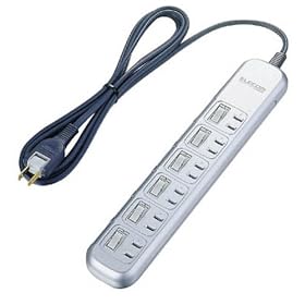 ELECOM �Ɨ��X�C�b�`�t���K�[�h�^�b�v 2P6�� 2.5m �V���o�[ T-F6625SV