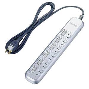 ELECOM �Ɨ��X�C�b�`�t���K�[�h�^�b�v 2P6�� 2.5m �V���o�[ T-F6625SV