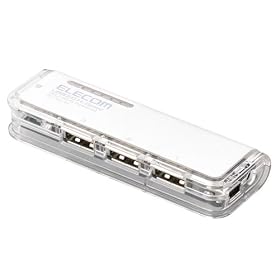 ELECOM U2H-J4SLWH �X�e�B�b�N�^�C�v3+1�|�[�gUSB2.0�n�u