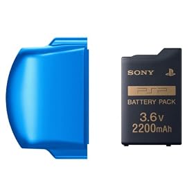 �o�b�e���[�p�b�N(2200mAh) PSP-3000�V���[�Y�p�o�b�e���[�J�o�[(�o�C�u�����g�E�u���[)�t��