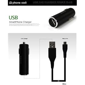 MOTOROLA PHOTONTM ISW11M �Ή� USB CAR CHAGER POWER PLUS 120cm �J�[�`���[�W���[�[�d��+USB�P�[�u���yBlack�z