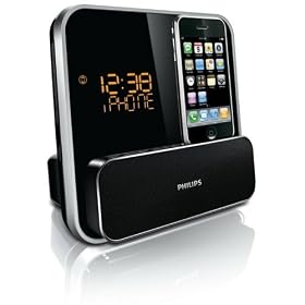 Philips DC315/37 Speaker System for iPod/iPhone with LED Clock Radio (Black) ...