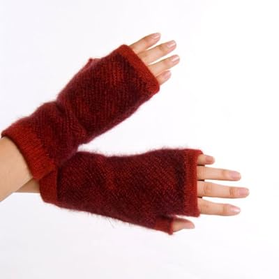 possumdown 指先のない手袋 Ruby/Plum