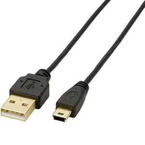 【クリックで詳細表示】ELECOM USB2.0ケーブル A-miniBタイプ 極細 0.5m ブラック U2C-MX05BK