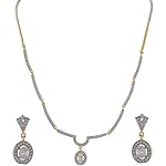 Sapphire Art American Diamond Gold & Rhodium Plated Necklace Set for Girls & Women