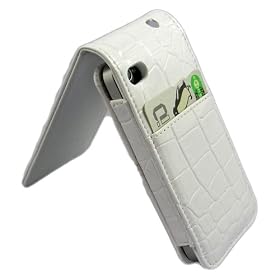���������I iPhone 4 Leather Case Flip-top, Croco White ���ĊJ�� Flip-top, �N���R�X�^�C���E�z���C�g IP4-CL-01