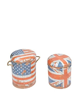 HOME DECOR Hocker mit Stauraum 2er Set multicolor