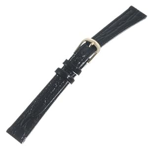 【クリックで詳細表示】TOPMOA (トップモア) 時計バンド 牛 (ワニ型押) 黒12mm 03339