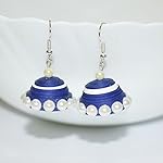 Blue white pearl jhumka