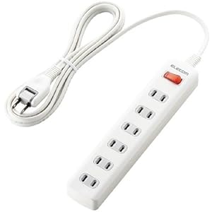 【クリックで詳細表示】ELECOM 電源タップ 雷ガード 省エネ 一括スイッチ 6個口 2.5m ホワイト T-K02-2625WH