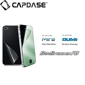CAPDASE iPhone 4S / 4 BodiFender FB �O���[���E�O���X�E�~���[ �t���ی�V�[�g Green Mira & �N���X�^���E�N���A�[�{�̕ی�t�B���� �{�f�B�t�F���_�[ Aumi �Z�b�g SPIH4-SME