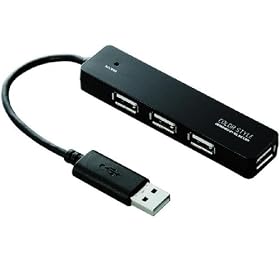 ELECOM USBHUB2.0/COLOR STYLE/�o�X�p���[/4�|�[�g/0.1m/�u���b�N U2H-ST4BBK