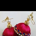 pink silk thread earring