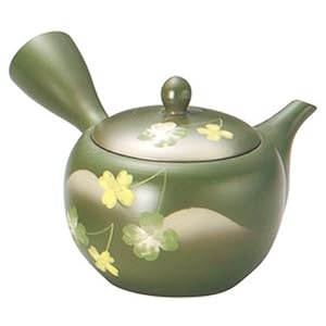 【クリックで詳細表示】ヤマキイカイ 常滑焼 富仙高丸グリーンクローバー急須 F-528