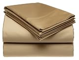  Renaissance 600 Thread Count 100% Cotton Sateen Queen Sheet Set, Café