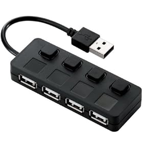 ELECOM USB2.0HUB �ʃX�C�b�`�t �o�X�p���[ �V�[���t 4�|�[�g �u���b�N U2H-YS4BBK