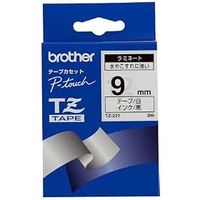 BROTHER TZ-221 ���~�l�[�g�e�[�v(���n/����) 9mm