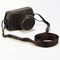 Olympus E-P1 / E-P2 (EP1 EP2) ��pPU���U�[�P�[�X�@�u���E���@�X�g���b�v�t�@ DSLR Leather �i137-2)