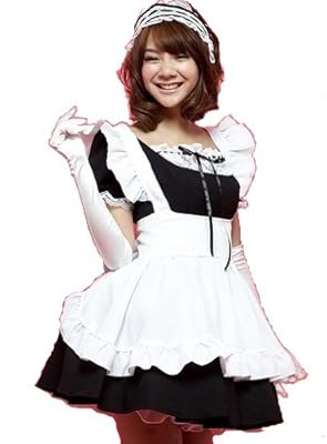 大人気! 定番 デザイン! 上品な メイド コスチューム コスプレ 黒 他色あり