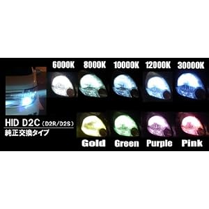 【クリックで詳細表示】HIDバーナー/バルブ D2C(D2R/D2S共通)純正交換タイプ 35W 左右セット グリーン
