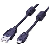 ELECOM �t�F���C�g�R�A�tUSB2�P�[�u�� USB(A)�I�X-USB(miniB)�I�X 0.3m �u���b�N USB-M503BK�G���R���ɂ��