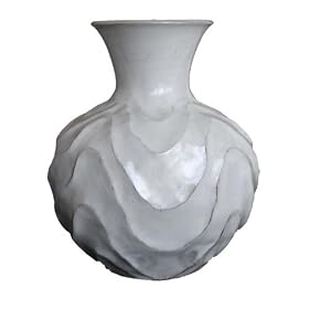 �v�q�ā@�{�����s��@���|�S�G�r�@�g�͗l�̔����ԕr�@White vase with wave pattern