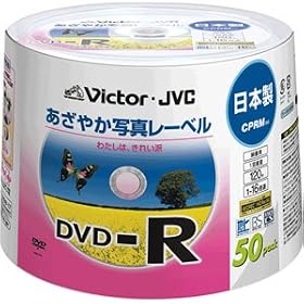 �r�N�^�[ �f���pDVD-R CPRM�Ή� �����₩�ʐ^���[�x�� 4.7GB 120�� 16�{�� ���C�h�z���C�g�v�����^�u�� 50�� ���{�� VD-R120E50P