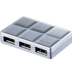 iBUFFALO USB2.0Hub�Z���t/�o�X�p���[ 4�|�[�g �R���p�N�g�L�[�f�U�C�� �V���o�[ BHB4U2A11SVA