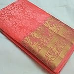 Peach Embossed Floral Tassar Silk Saree With blouse (AC001)