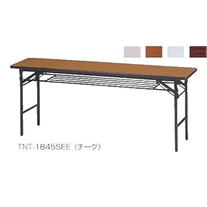 【クリックで詳細表示】折りたたみテーブル(スタンダード・エッジ巻・棚付)幅1500×奥行600mm(ローズ(4))