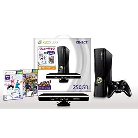 Xbox 360 250GB + Kinect �o�����[�p�b�N(Kinect�Q�[��2�{����)