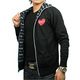 MARK GONZALES �}�[�N�S���U���X HEART REVERSIBLE�s�����Y�F�u���b�N�t�W�b�v�A�b�v �t�[�h�p�[�J�[ 2G7-5109-01