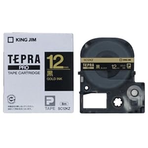 【クリックで詳細表示】KING JIM PROテープ カラーラベル 黒/金文字 SC12KZ
