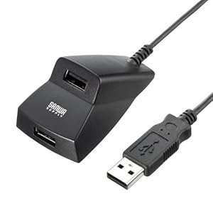 【クリックで詳細表示】SANWA SUPPLY USB-HEX206BK 手元延長用2ポートUSB2.0ハブ(ブラック)