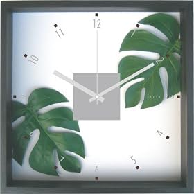 F-Style Clock�@�i�����Ȑl�H�ϗt�A���E���v�jMonstera deliciosa �����X�e���i�����Z���j