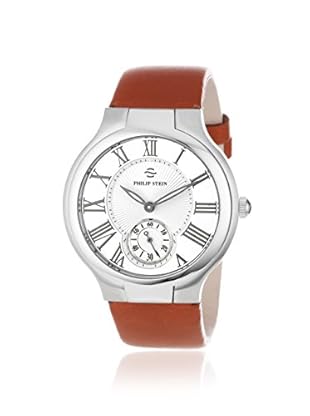 Philip Stein Unisex 42-CW-CIBR Round Brown/White Leather Watch