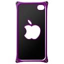 ABEE iPhone4/4S対応 アルミジャケット かわいい裏面りんご形状モデル パープル MA-4J05-PP
