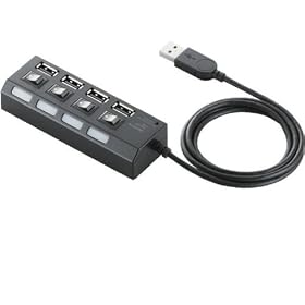 ELECOM USB2.0HUB �ʃX�C�b�`�t �o�X�p���[ 4�|�[�g 1m �u���b�N U2H-TZS410BBK