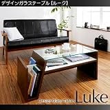  デザインガラステーブル【Luke】ルーク　ブラウン　ローセンター机つくえts-040107067
