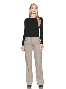 Charlotte Ronson Women's Wide Leg Herringbone Pants (Camel)