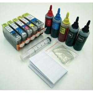 【クリックで詳細表示】CANON 7e-9BK用インク詰替え5色キット 純正3回分！ ※リセッター不要※