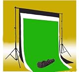  CowboyStudio Photography 10' X 12' Black, White & Chromakey Green Muslin Backdrops with Background Support System Background Stand and Carry Bag