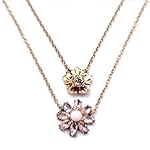 Pink crystal flower layer Necklace