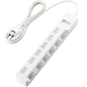 【クリックで詳細表示】ELECOM 雷ガードタップ 個別スイッチ ホコリシャッター付 6個口 2.5m WH T-K04-2625WH