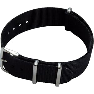 【クリックで詳細表示】[カシス]CASSIS TYPE NATO ナトータイプ時計ベルト 20mm ブラック ファブリック時計ベルト ＃141.601S 019 020