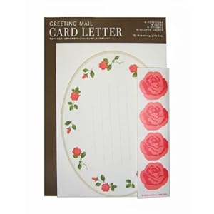 【クリックでお店のこの商品のページへ】ローズカードレターセット レッド TMS-60 [Stationery]