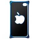 ABEE iPhone4/4S対応 アルミジャケット かわいい裏面りんご形状モデル ブルー MA-4J05-BL