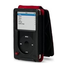 Belkin Kaiser Napa Leather Flip Case for iPod video - Black/Red F8Z099-BR